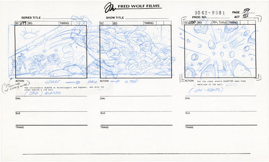 Teenage Mutant Ninja Turtles TMNT Original Production Animation Storyboard 1995 U3-59