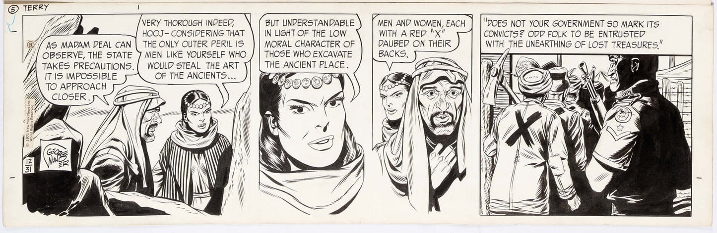 Terry and the Pirates Orig Ink Daily Comic Strip Art Wunder Signed 1971 T5