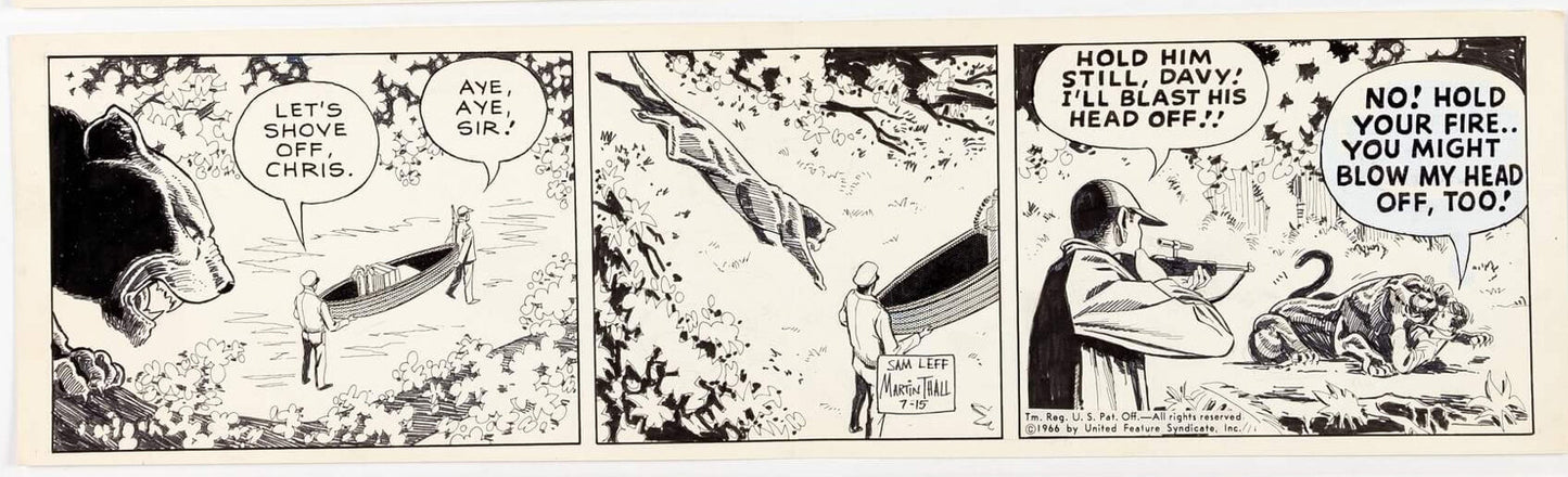 Sam Leff Davy Jones Orig Ink Daily Newspaper Comic Strip Art Signed 1966 CD05