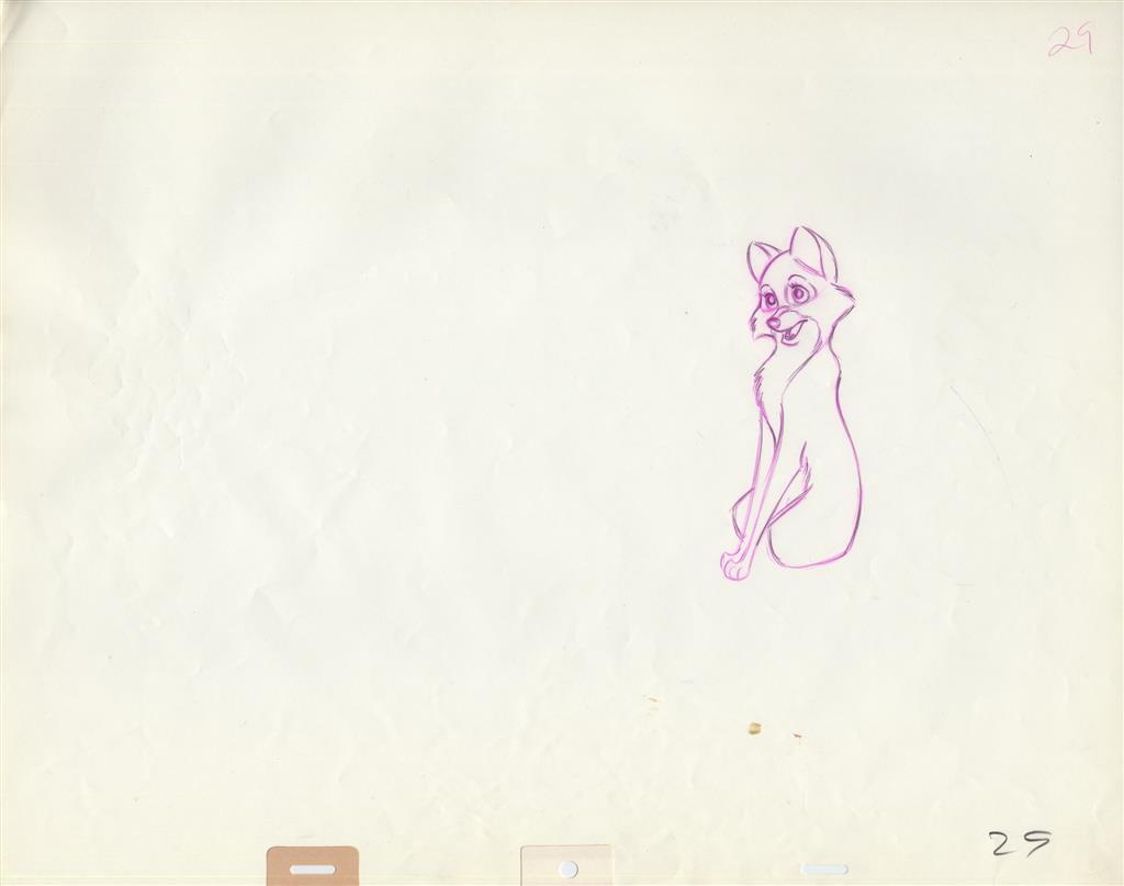 The Fox and the Hound VIXEY Walt Disney Production Animation Cel Drawing 1981 B