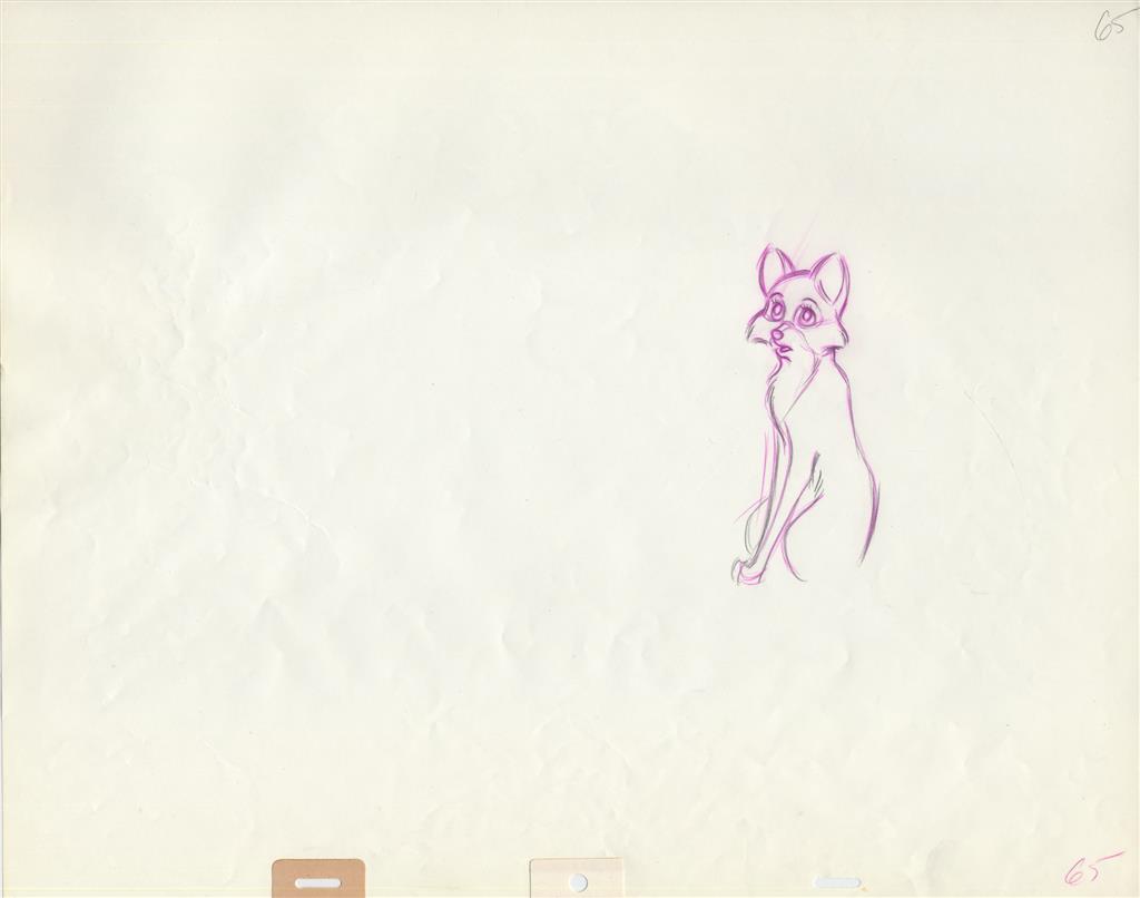 The Fox and the Hound VIXEY Walt Disney Production Animation Cel Drawing 1981 D