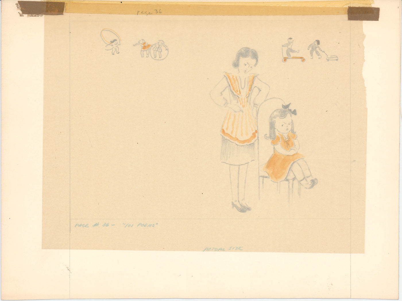 Illustration Book Page Original Drawing by Lowenheim c1978 Samuel Lowe T061