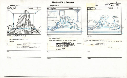 Teenage Mutant Ninja Turtles TMNT Original Production Animation Storyboard 1989 BB-61