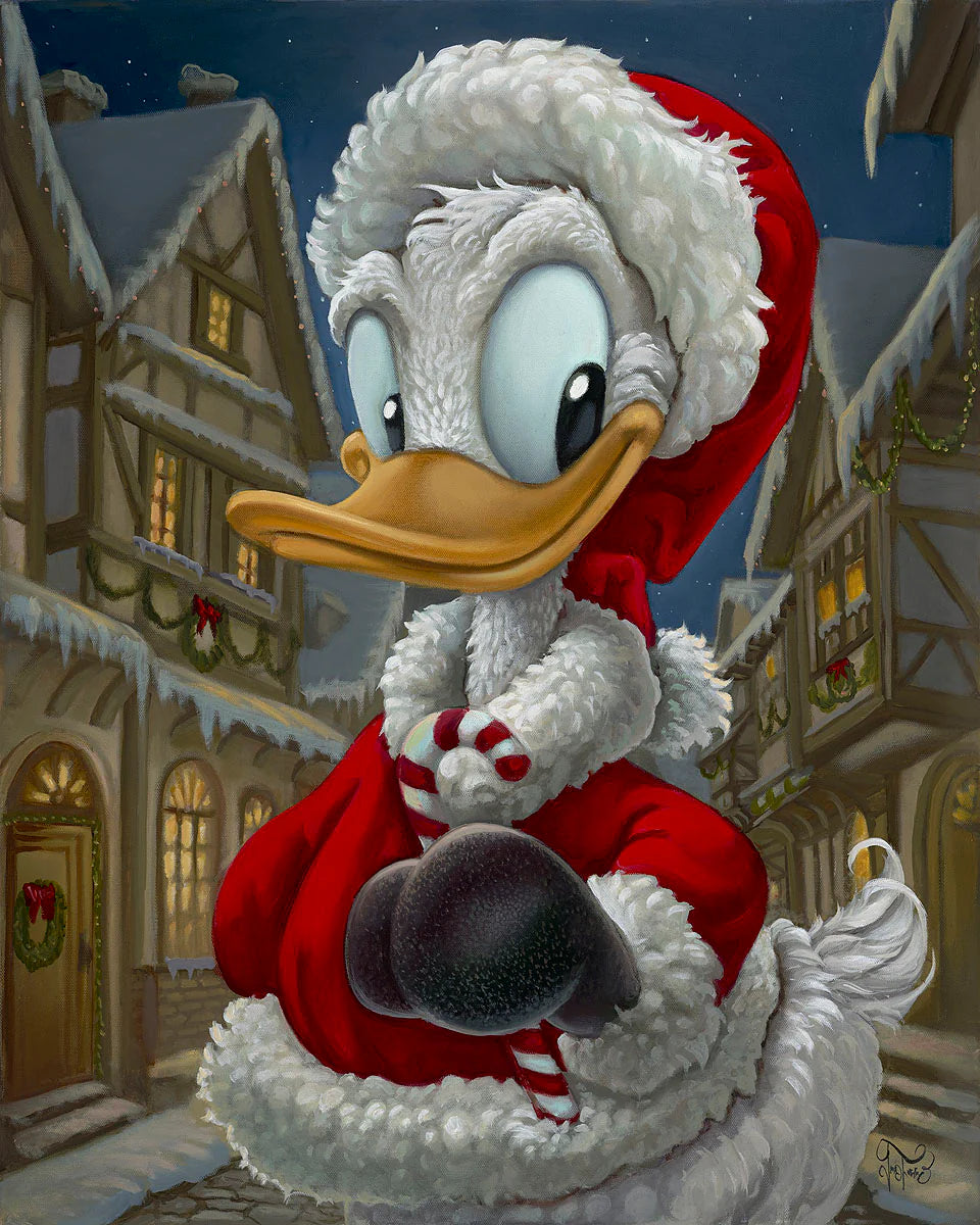 Donald Duck Christmas Walt Disney Fine Art Jared Franco Signed Limited Edition of 195 Print on Canvas "Merry Donald"