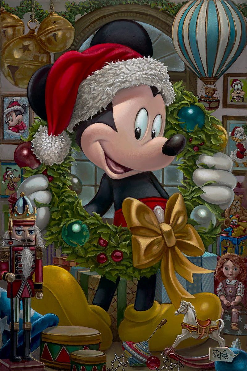 Mickey Mouse Walt Disney Fine Art Jared Franco Signed Limited Edition of 195 Print on Canvas "Christmas Mickey"