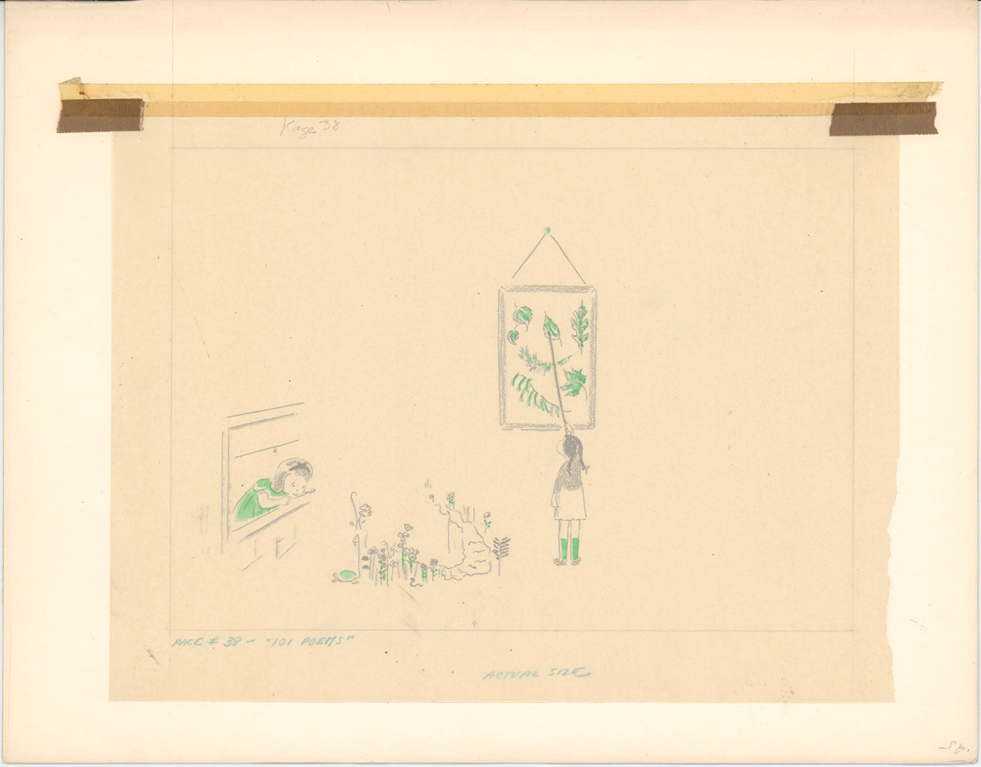 Illustration Book Page Original Drawing by Lowenheim c1978 Samuel Lowe T065
