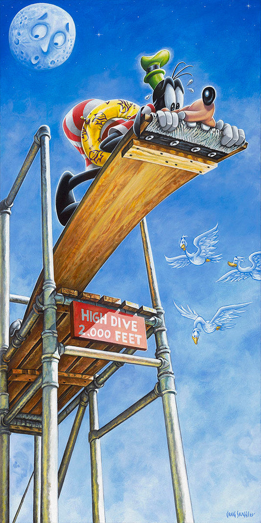 Goofy Walt Disney Fine Art Craig Skaggs Signed Limited Edition of 195 Print on Canvas "High Dive"