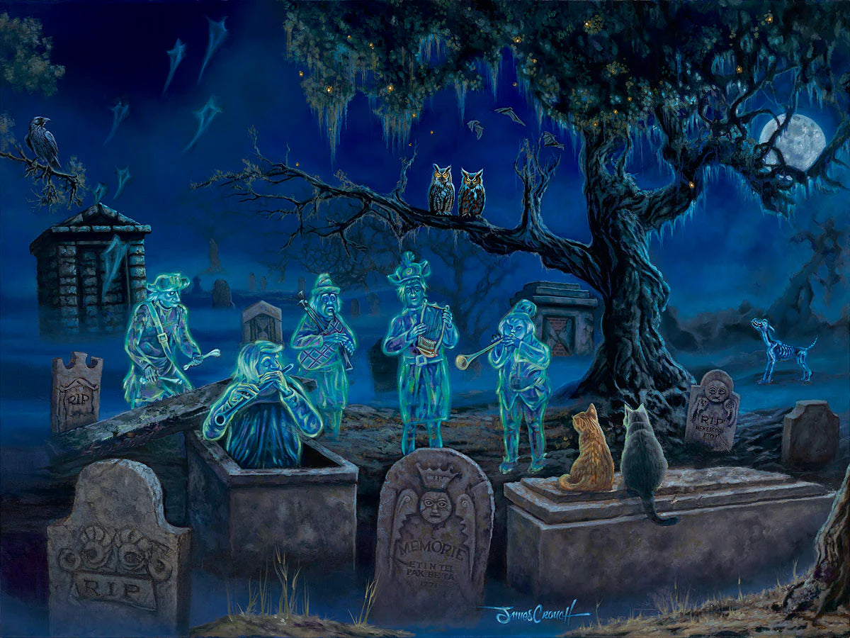 Haunted Mansion Walt Disney Fine Art James Crouch Signed Limited Edition of 195 Print on Canvas "Graveyard Soiree"