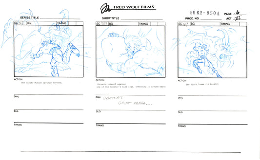 Teenage Mutant Ninja Turtles TMNT Original Production Animation Storyboard 1995 NM-6