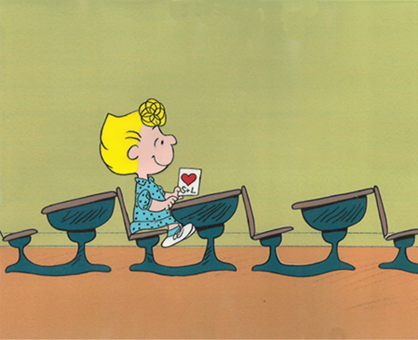 PEANUTS Be My Valentine Charlie Brown Sally Production Animation Cel from 1975 Charles Schulz Melendez Studio-Direct 7S1