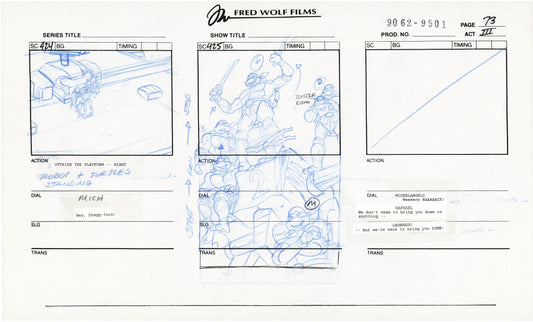 Teenage Mutant Ninja Turtles TMNT Original Production Animation Storyboard 1995 U3-73