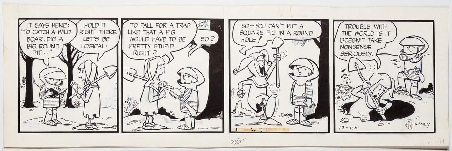 Sir Bagby Rick Hackney and Bill Hackney Original Ink Daily Comic Strip Art Signed BB07