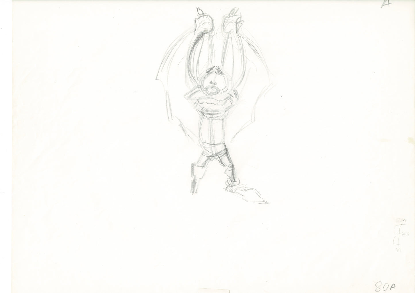 The Great Mouse Detective Fidget the Bat Walt Disney Production Animation Drawing 1986 A80a