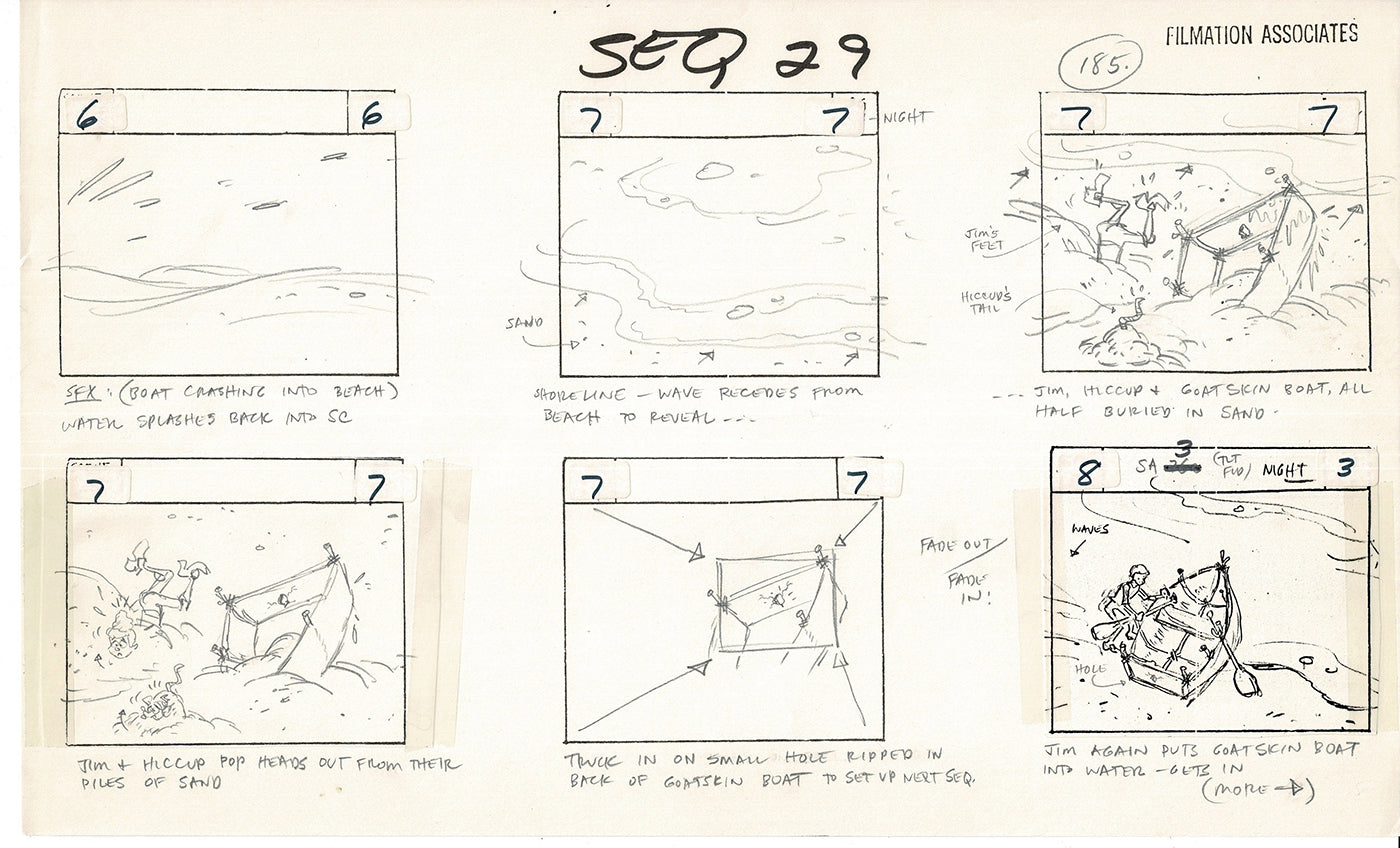 Treasure Island Storyboard Art Cartoon 2 Pages Stevenson Filmation WB 1973 D-07