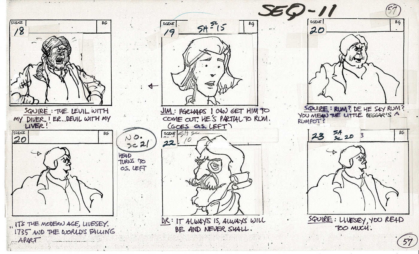 Treasure Island Storyboard Art Cartoon 2 Pages Stevenson Filmation WB 1973 B-07