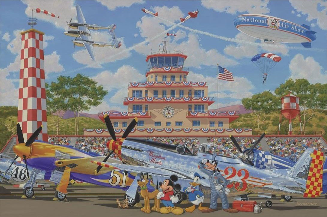 Mickey Mouse Walt Disney Fine Art Manuel Hernandez Signed Limited Edition Print of 30 on Canvas "A Salute to the Sky" PREMIERE Edition