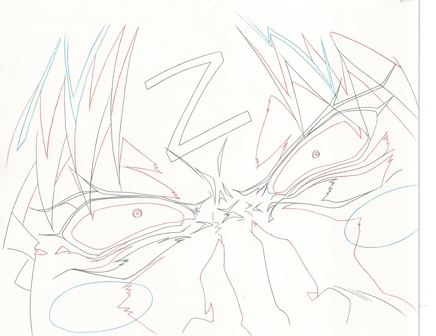 Excel Saga Anime Lot of 2 Production Animation Cel Drawings 2000 AE-45