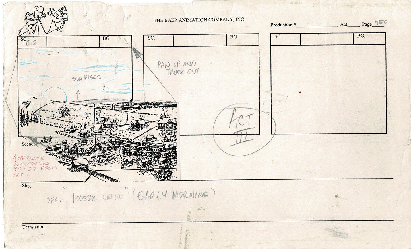 Annabelle's Wish Christmas Cartoon Animation Production Storyboard Cow from FOX 1997 A-001