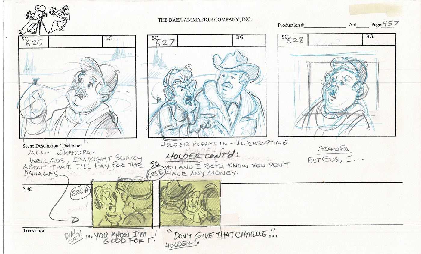 Annabelle's Wish Christmas Cartoon Animation Production Storyboard Cow from FOX 1997 A-008
