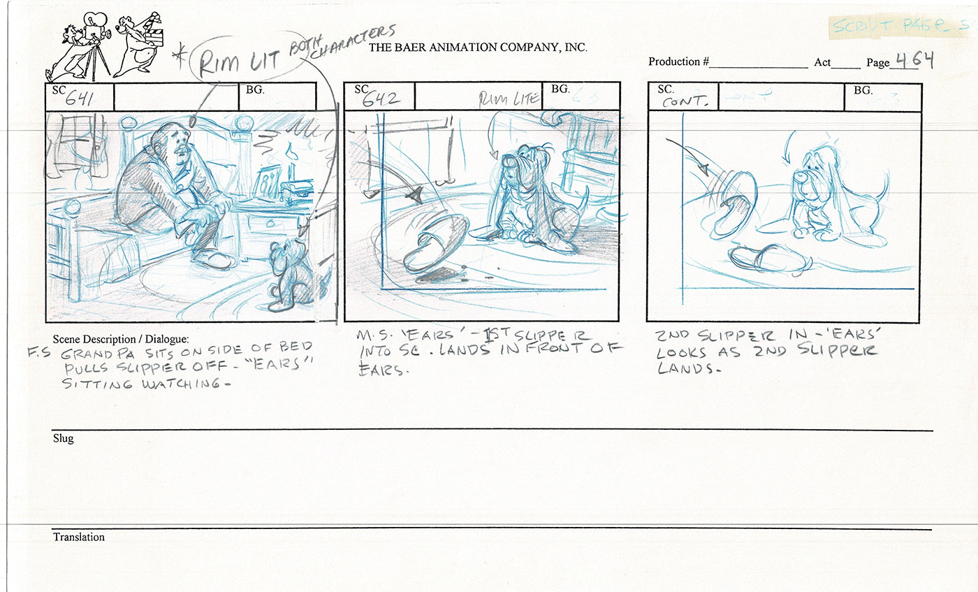 Annabelle's Wish Christmas Cartoon Animation Production Storyboard Cow from FOX 1997 A-015