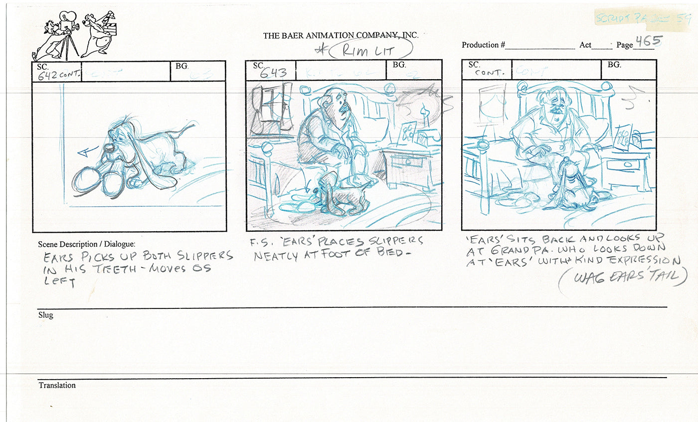 Annabelle's Wish Christmas Cartoon Animation Production Storyboard Cow from FOX 1997 A-016