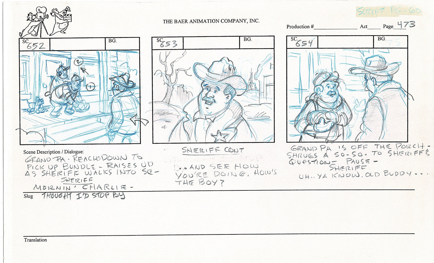 Annabelle's Wish Christmas Cartoon Animation Production Storyboard Cow from FOX 1997 A-024