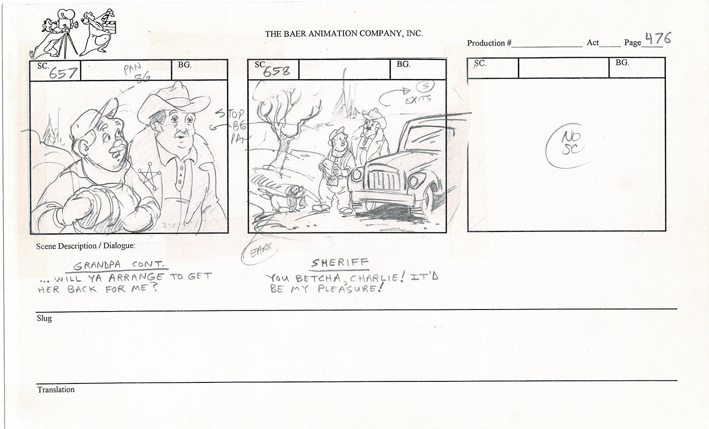 Annabelle's Wish Christmas Cartoon Animation Production Storyboard Cow from FOX 1997 A-027