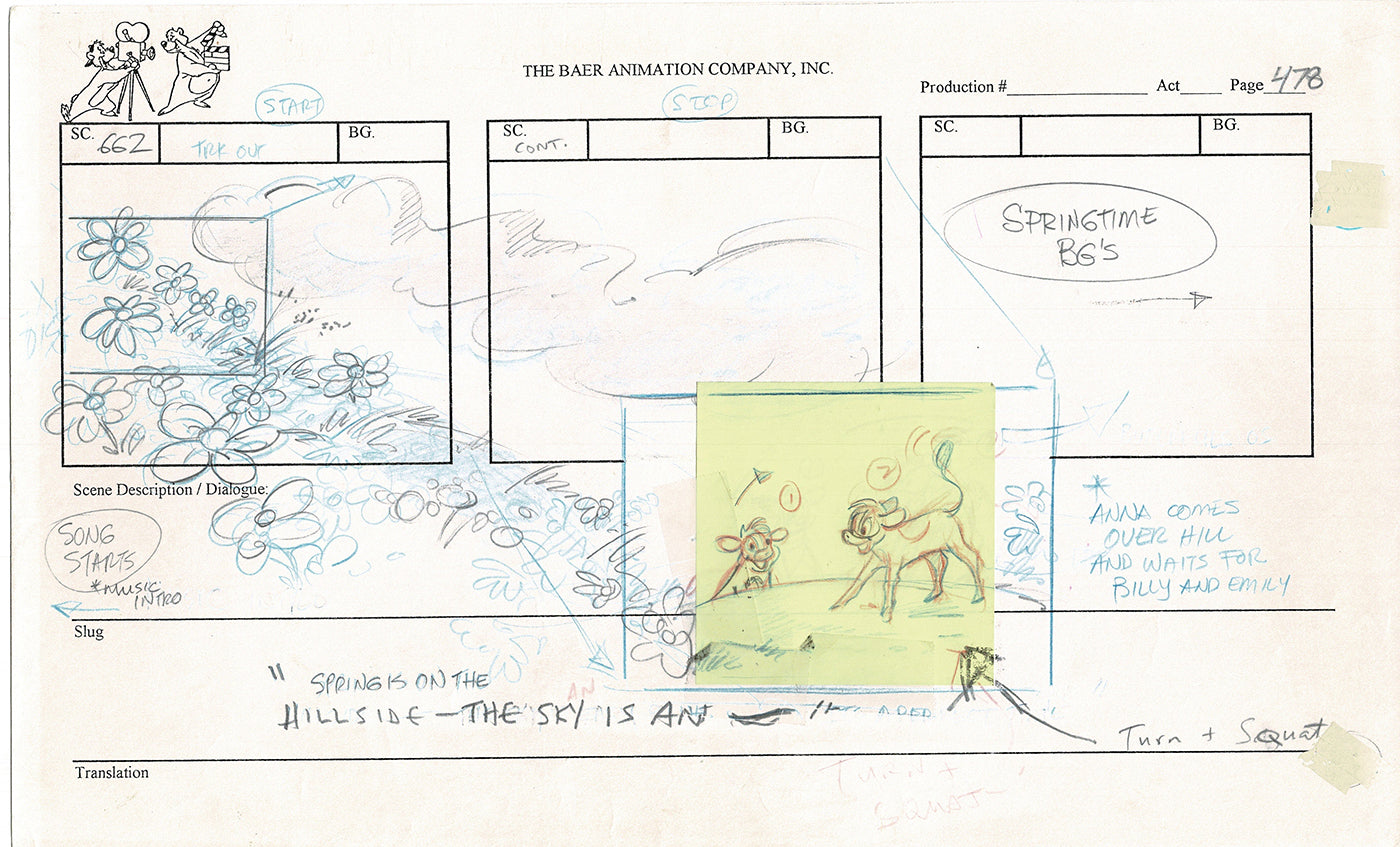 Annabelle's Wish Christmas Cartoon Animation Production Storyboard Cow from FOX 1997 A-029