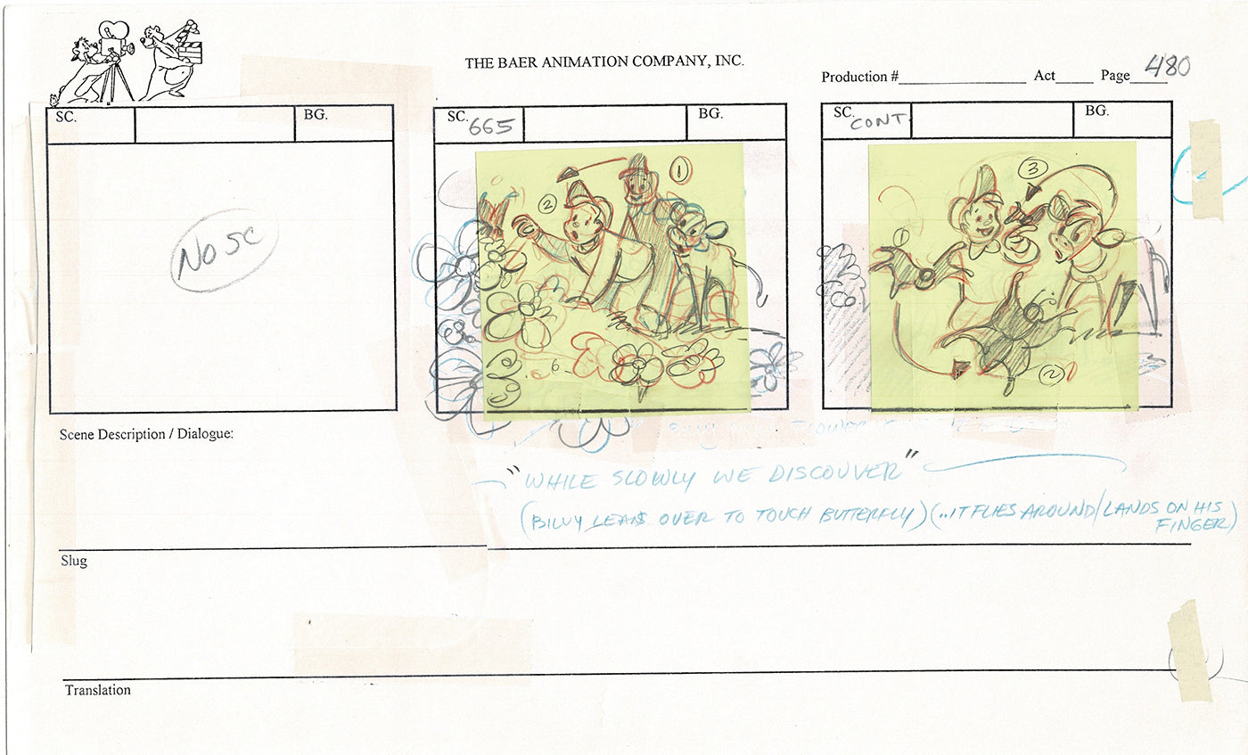 Annabelle's Wish Christmas Cartoon Animation Production Storyboard Cow from FOX 1997 A-035