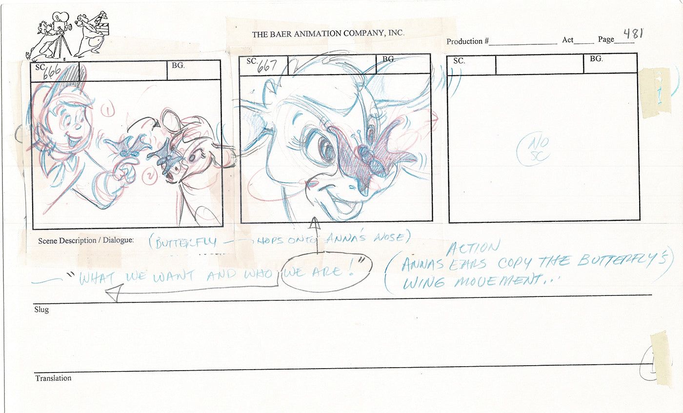 Annabelle's Wish Christmas Cartoon Animation Production Storyboard Cow from FOX 1997 A-036