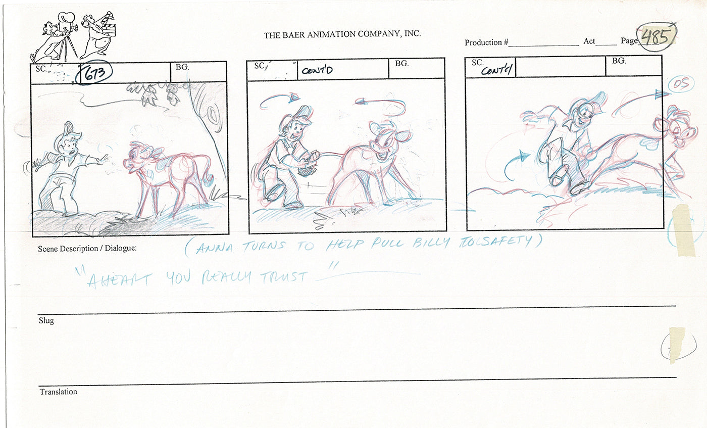 Annabelle's Wish Christmas Cartoon Animation Production Storyboard Cow from FOX 1997 A-040