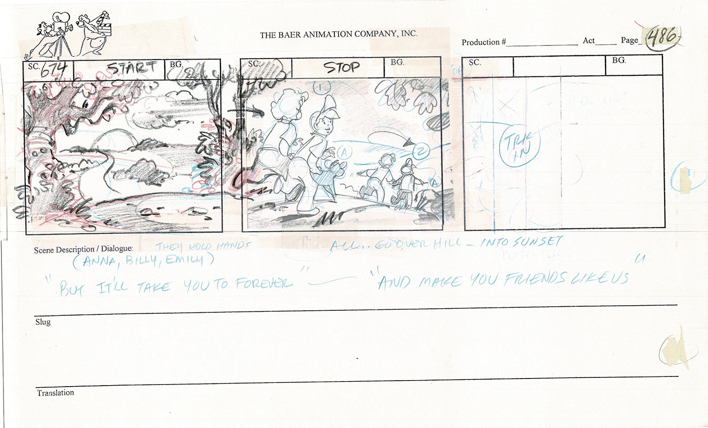 Annabelle's Wish Christmas Cartoon Animation Production Storyboard Cow from FOX 1997 A-041