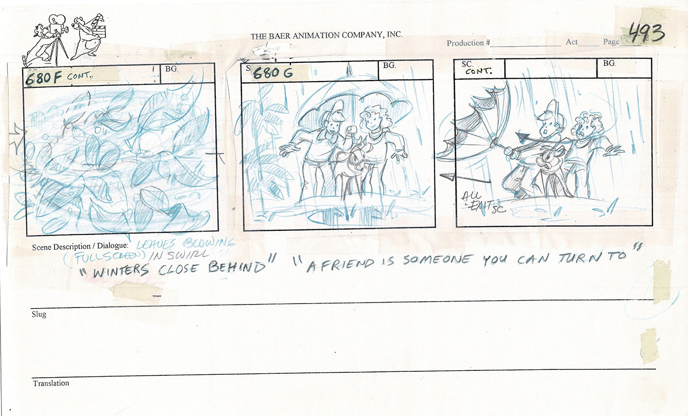 Annabelle's Wish Christmas Cartoon Animation Production Storyboard Cow from FOX 1997 A-048
