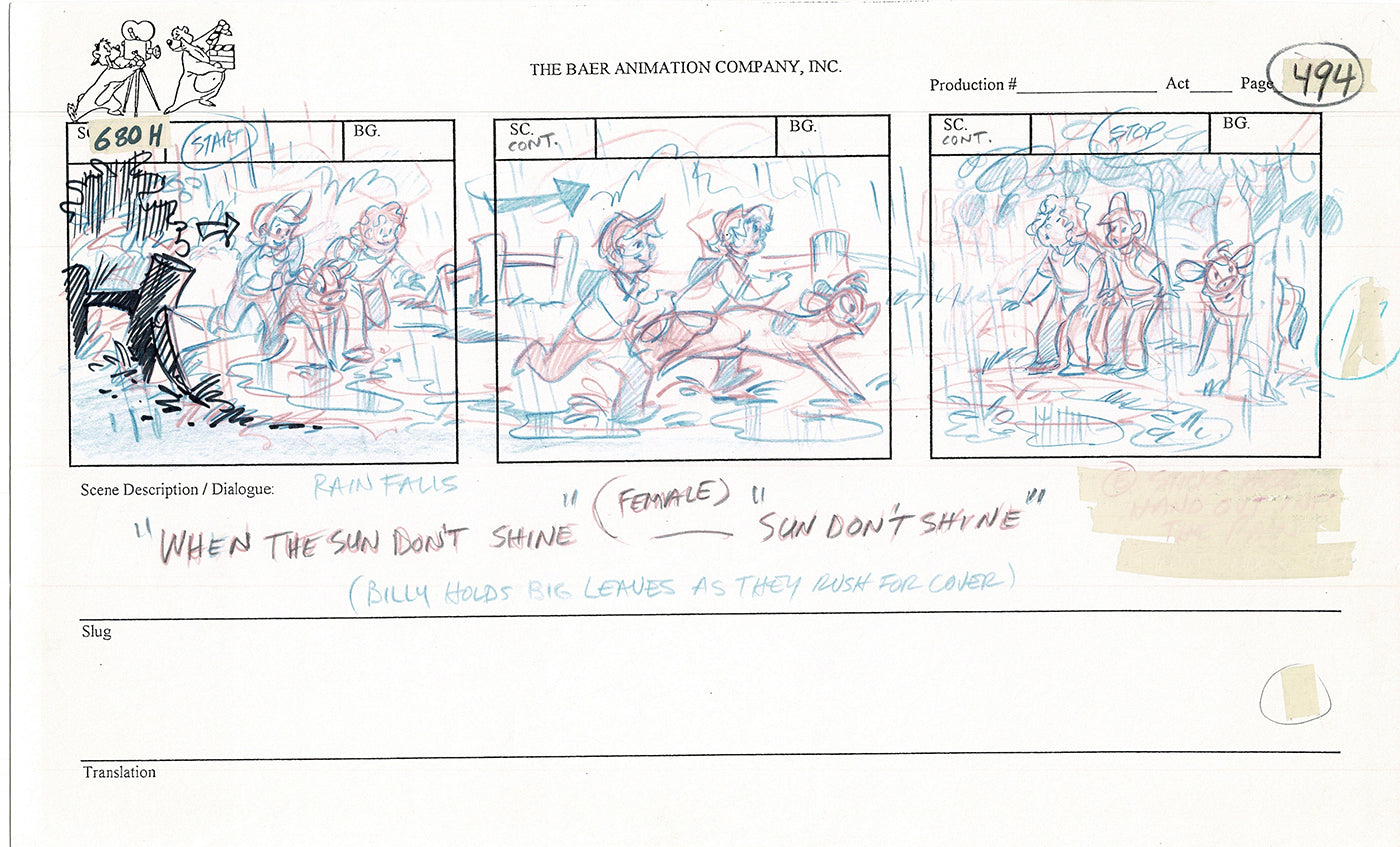 Annabelle's Wish Christmas Cartoon Animation Production Storyboard Cow from FOX 1997 A-049