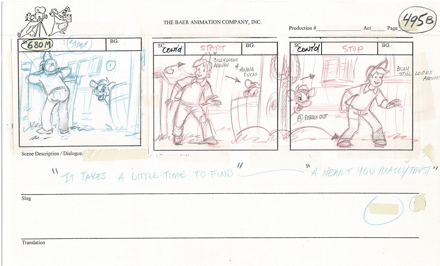 Annabelle's Wish Christmas Cartoon Animation Production Storyboard Cow from FOX 1997 A-052