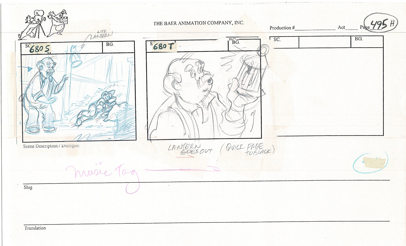 Annabelle's Wish Christmas Cartoon Animation Production Storyboard Cow from FOX 1997 A-058