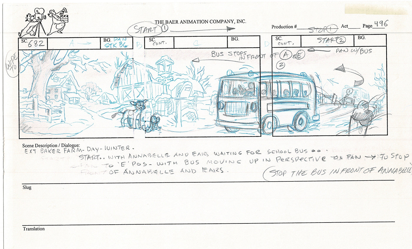 Annabelle's Wish Christmas Cartoon Animation Production Storyboard Cow from FOX 1997 A-060