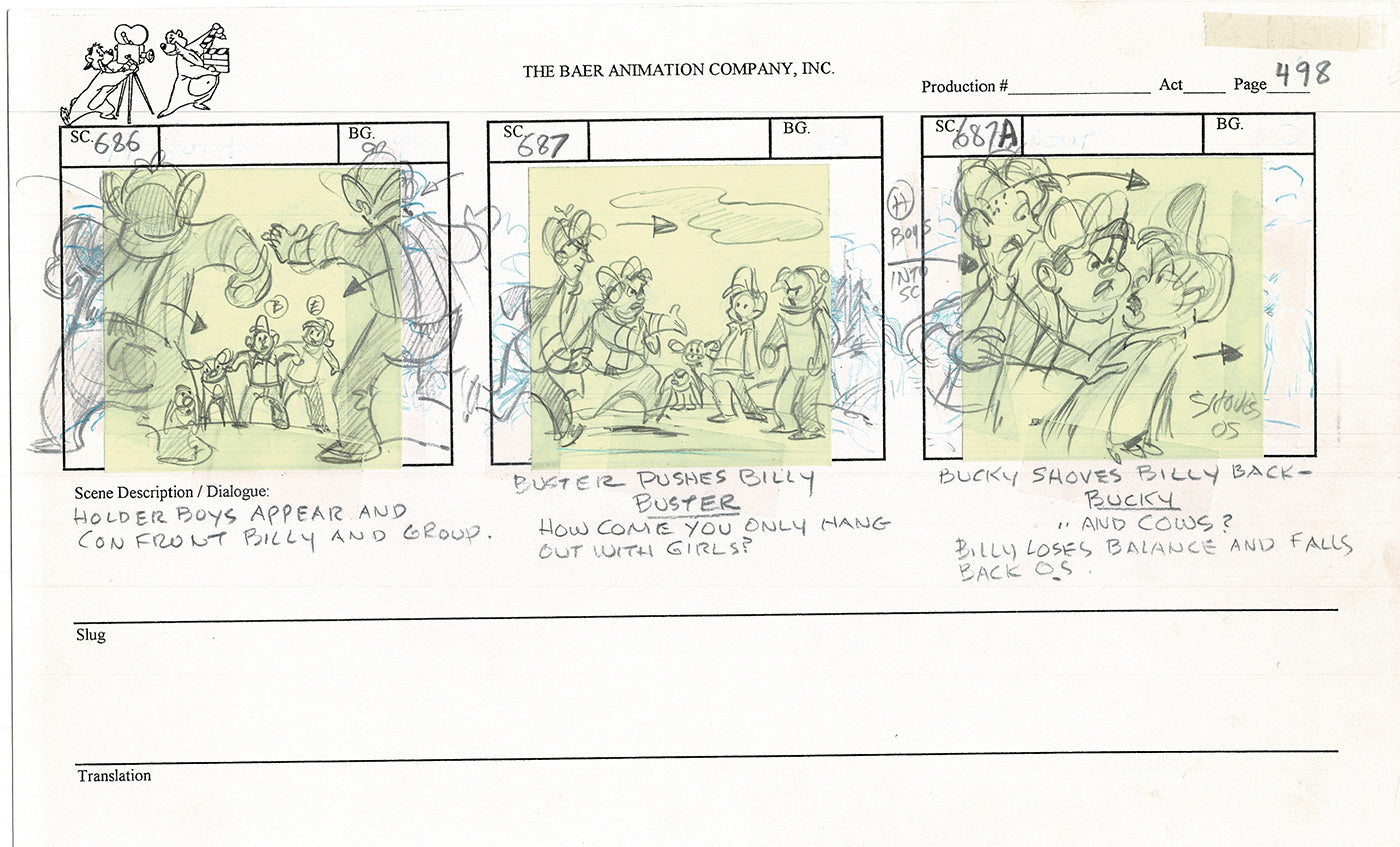 Annabelle's Wish Christmas Cartoon Animation Production Storyboard Cow from FOX 1997 A-062