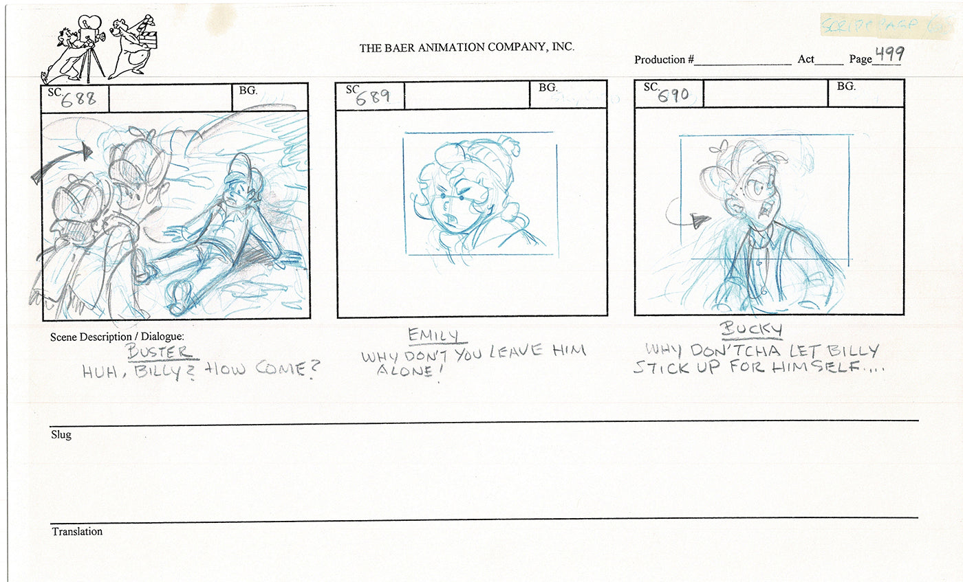 Annabelle's Wish Christmas Cartoon Animation Production Storyboard Cow from FOX 1997 A-063