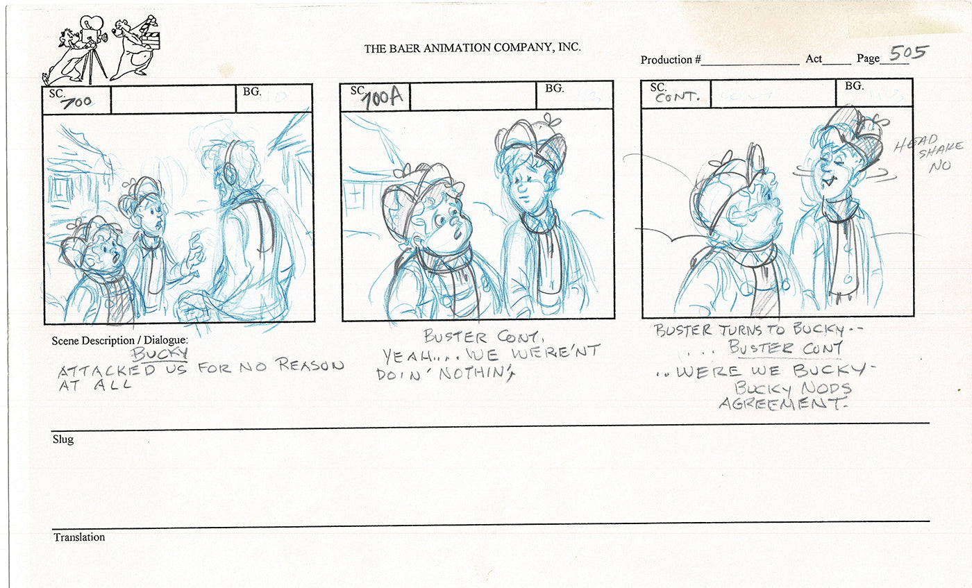 Annabelle's Wish Christmas Cartoon Animation Production Storyboard Cow from FOX 1997 A-069