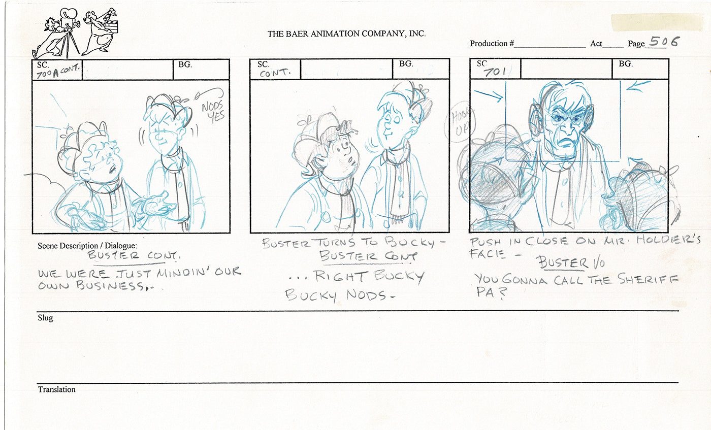 Annabelle's Wish Christmas Cartoon Animation Production Storyboard Cow from FOX 1997 A-070
