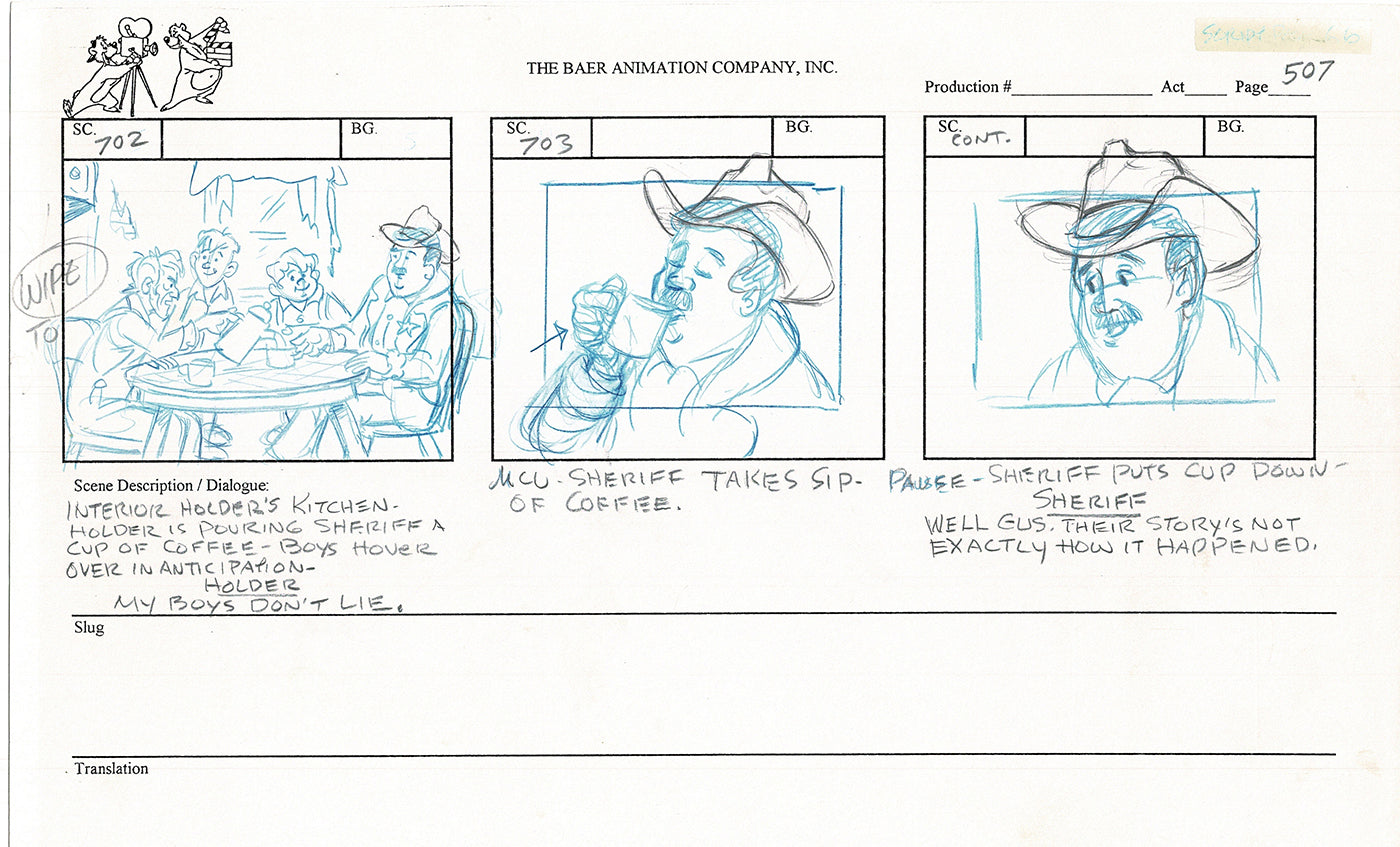 Annabelle's Wish Christmas Cartoon Animation Production Storyboard Cow from FOX 1997 A-072