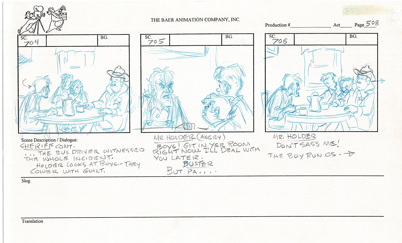 Annabelle's Wish Christmas Cartoon Animation Production Storyboard Cow from FOX 1997 A-073