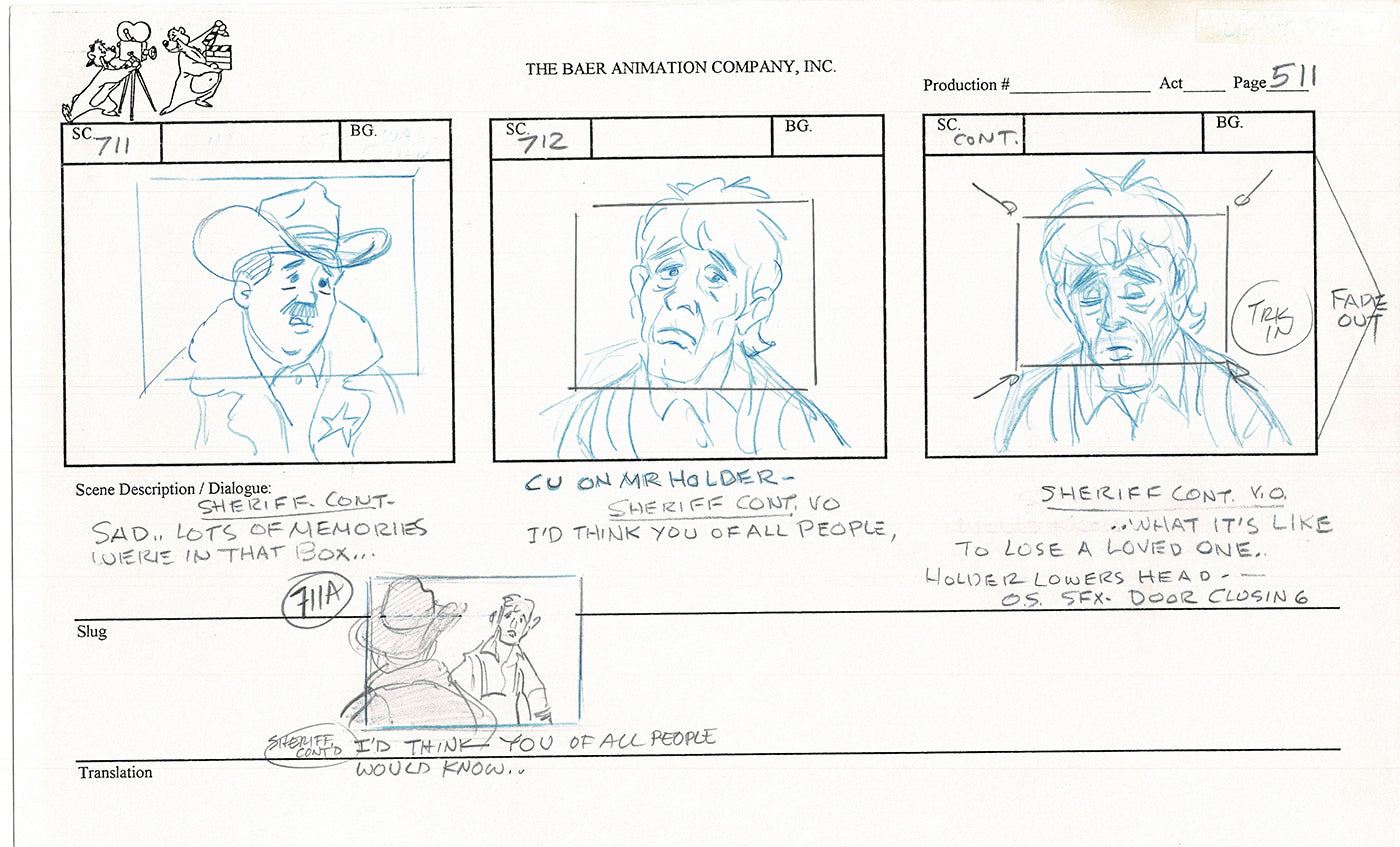 Annabelle's Wish Christmas Cartoon Animation Production Storyboard Cow from FOX 1997 A-076