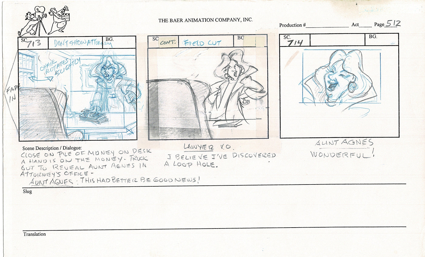 Annabelle's Wish Christmas Cartoon Animation Production Storyboard Cow from FOX 1997 A-077
