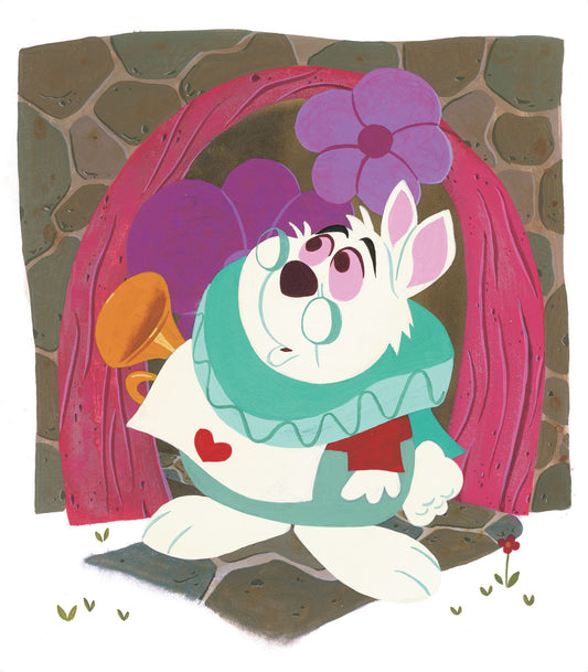 Alice in Wonderland Walt Disney Fine Art Daniel Arriaga Signed Limited Edition of 95 Print on Canvas "White Rabbit"