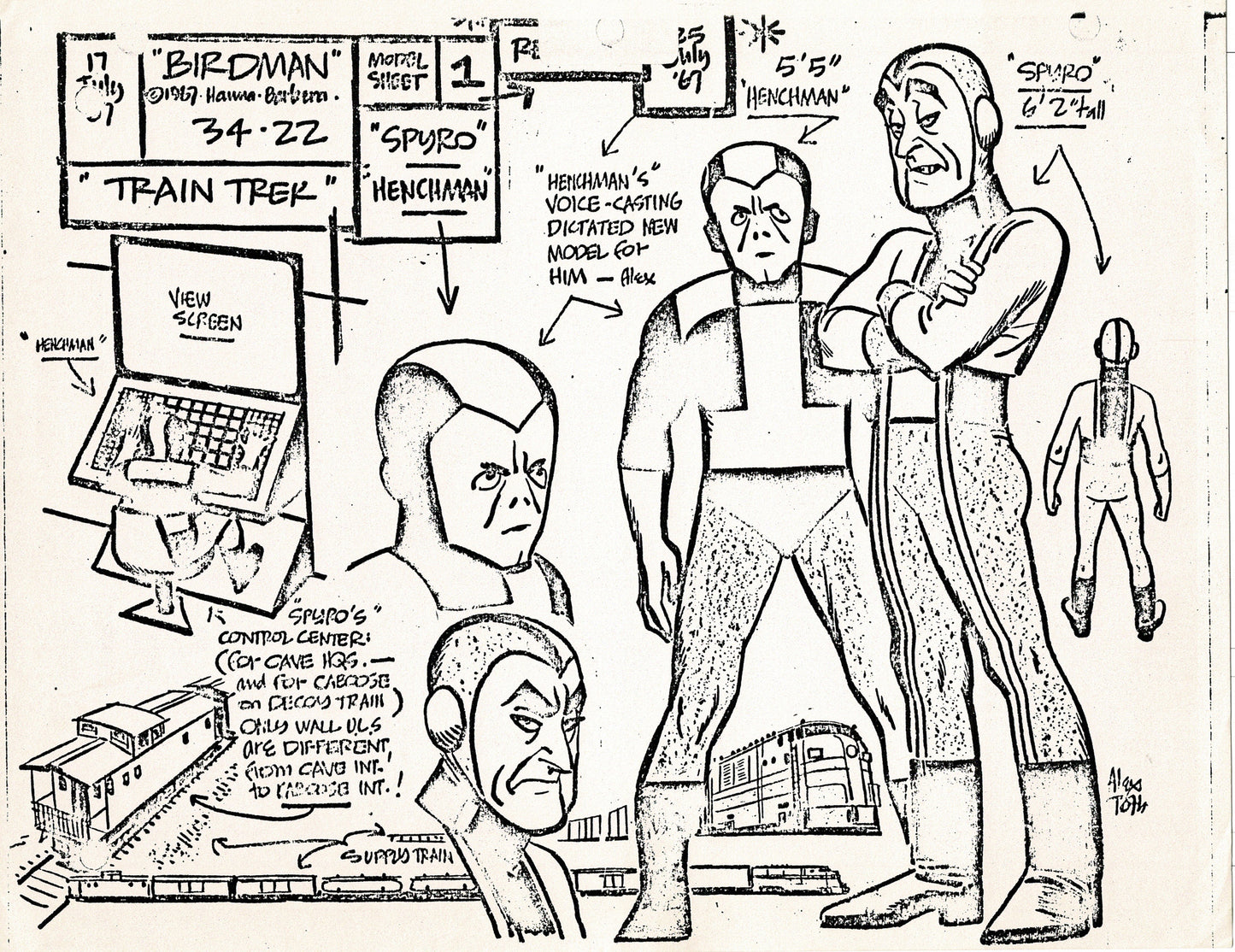 Birdman 1967 Alex Toth Production Model Sheet Copy Lot of 49 Pages from Hanna Barbera