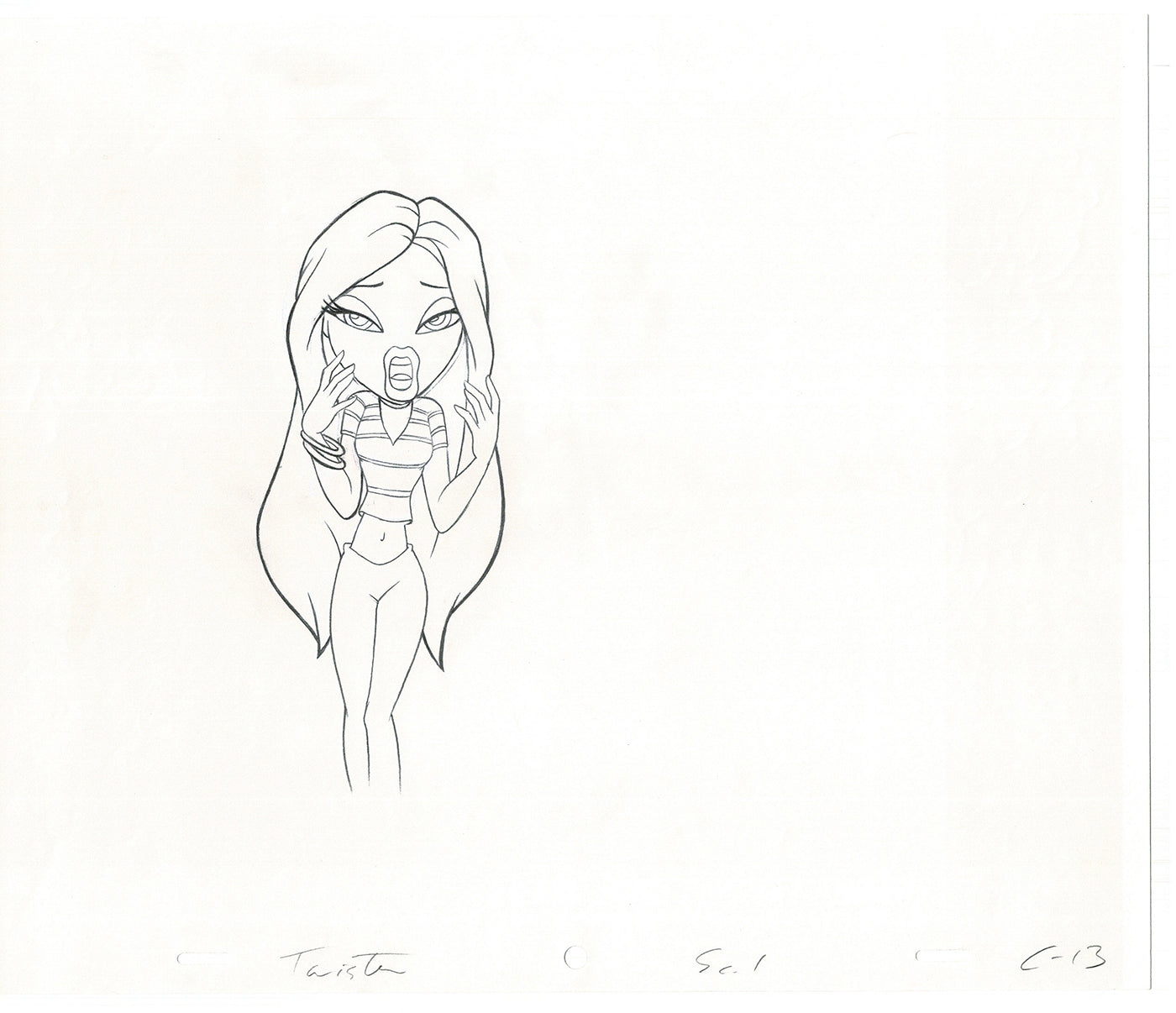 BRATZ Cloe Twister Commercial Production Animation Cel Drawing 2005 G-010