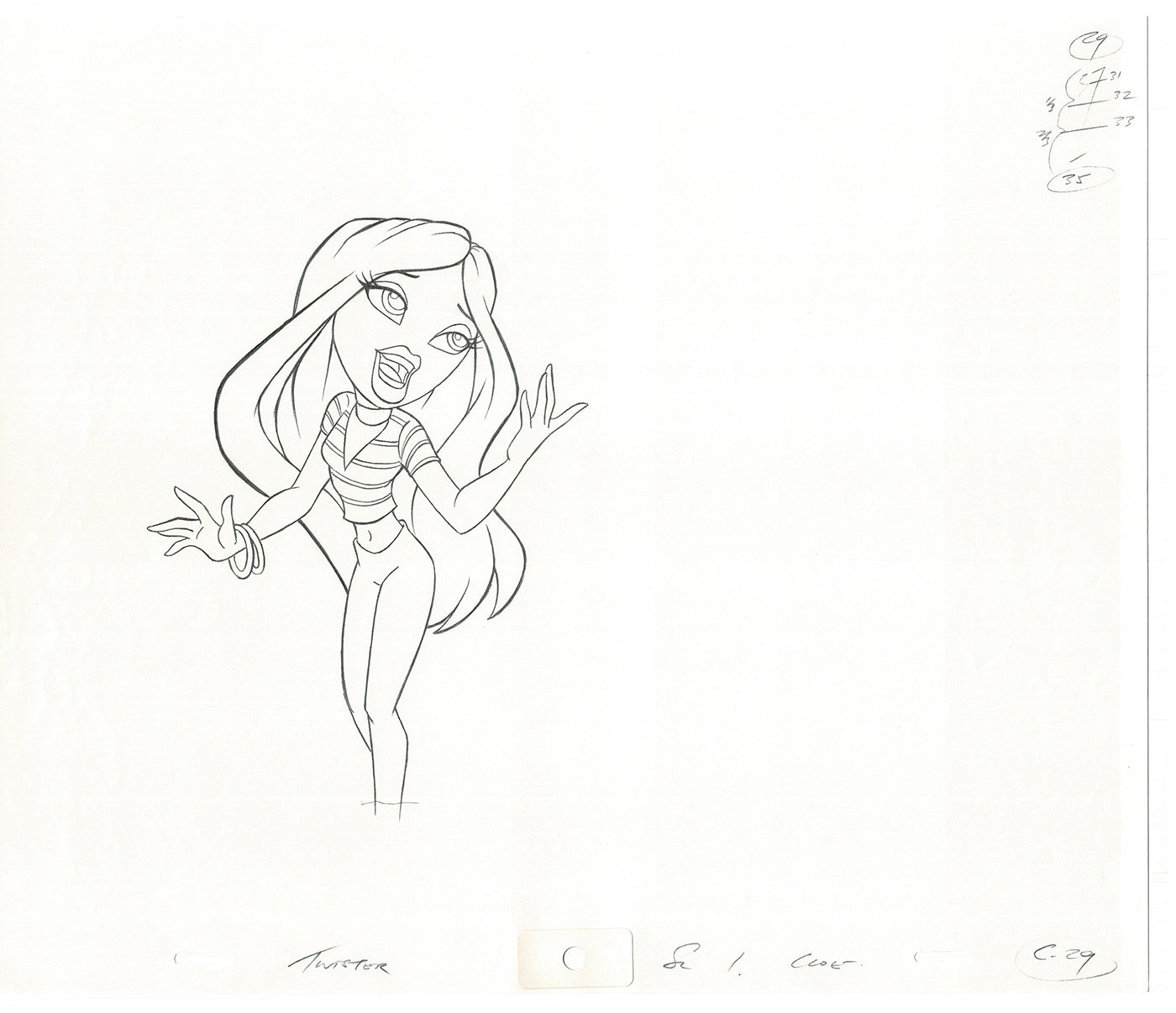 BRATZ Cloe Twister Commercial Production Animation Cel Drawing 2005 G-019