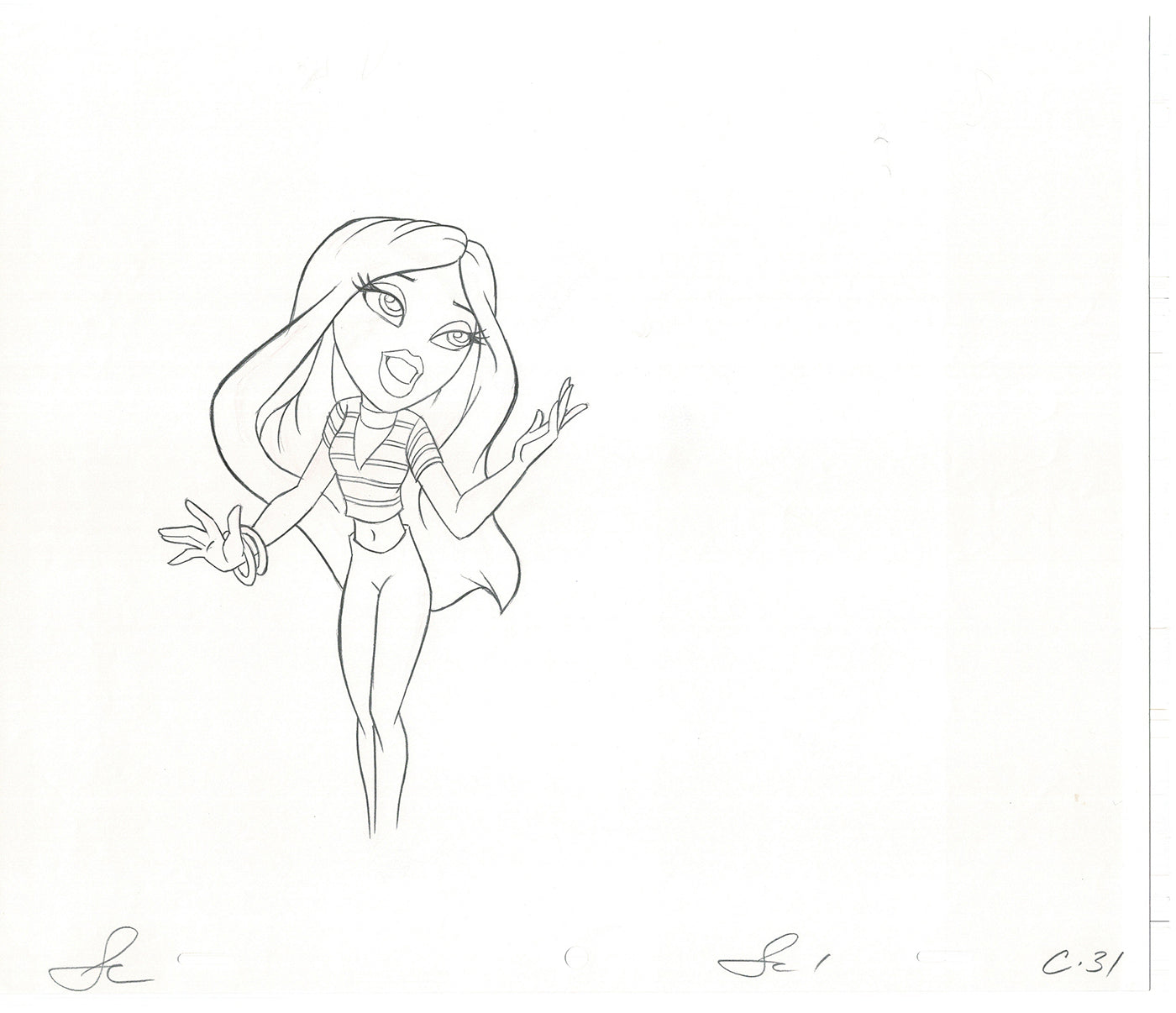 BRATZ Cloe Twister Commercial Production Animation Cel Drawing 2005 G-020